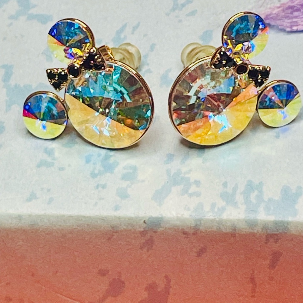 Elegant Gold and Multicolor Crystal Earrings